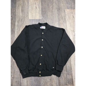 Black Russell High Cotton Button Up Jacket Men's Size Large